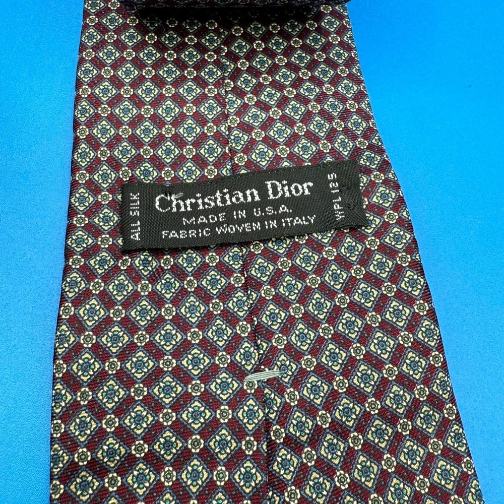 Christian Dior Cravate Classic Tie Men Multi Geometric Silk Designer Office Work